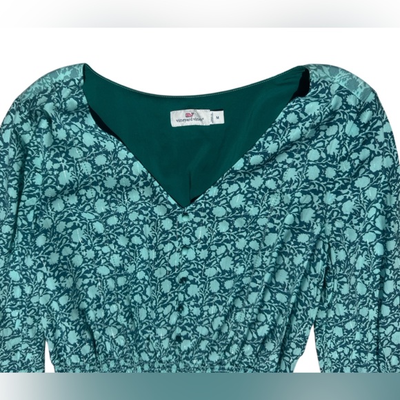 Vineyard Vines Teal Dress Cinched - Size Medium - Picture 4 of 6